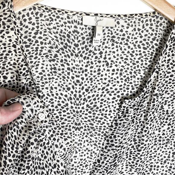 JOIE Women’s Silk Purine White and Black Long Sleeve Button Up Top - Picture 4 of 5